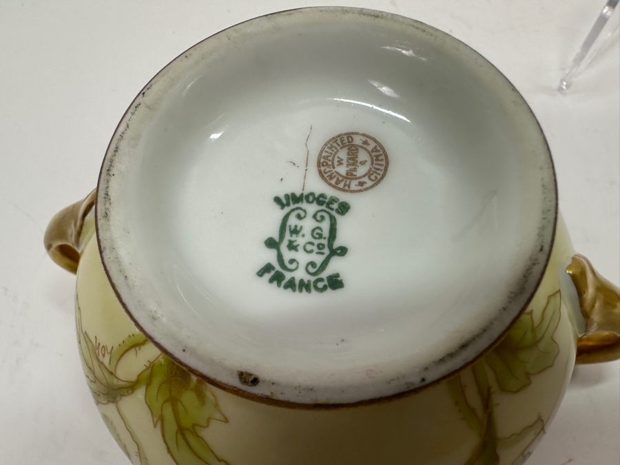 Limoges Handpainted Pickard Poppies Plate 8.5'W With Matching Creamer and Sugar Bowl [Photo 7]