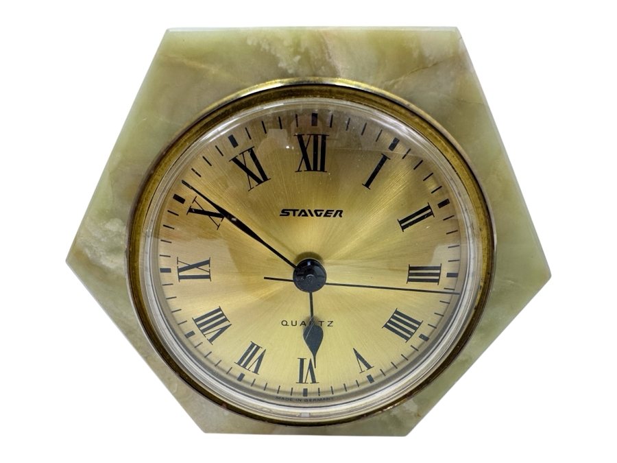 Staiger Marble Hexagonal Shape Quartz Desk Clock 3.5'H [Photo 1]