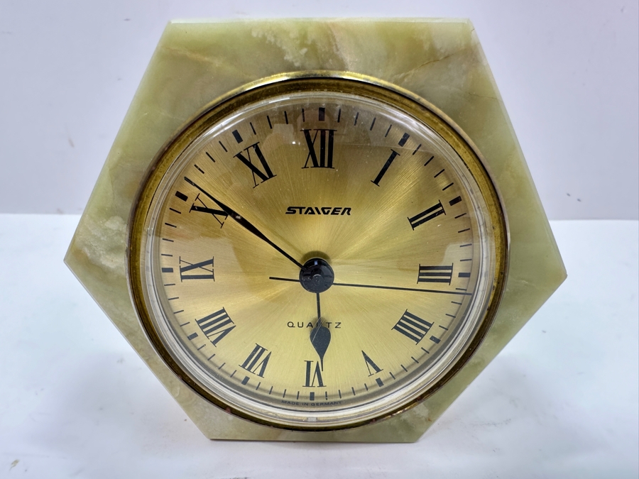 Staiger Marble Hexagonal Shape Quartz Desk Clock 3.5'H [Photo 2]