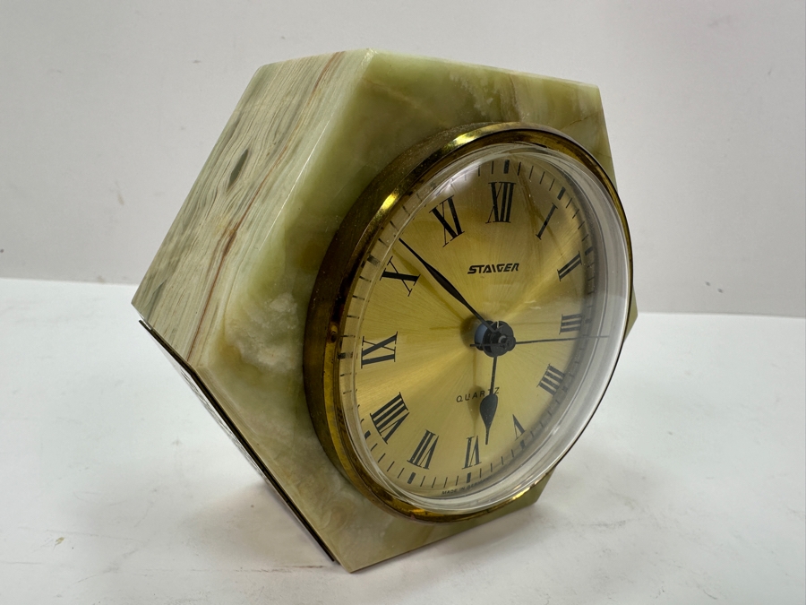Staiger Marble Hexagonal Shape Quartz Desk Clock 3.5'H [Photo 4]
