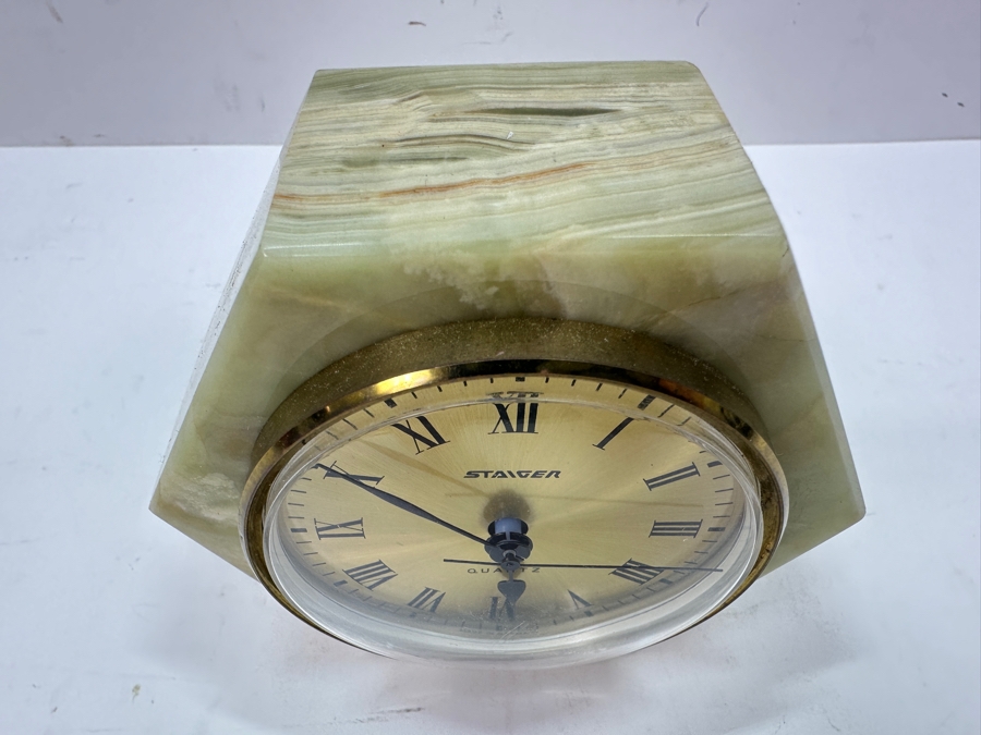 Staiger Marble Hexagonal Shape Quartz Desk Clock 3.5'H [Photo 3]