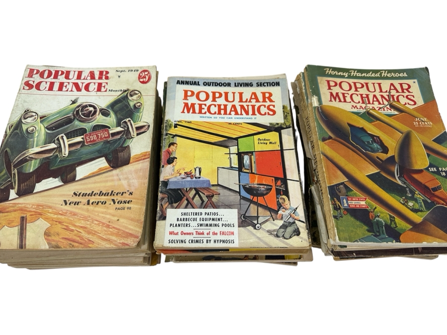 Collection Of Vintage Popular Science and Popular Mechanics Magazines From The 1940s & 1950s (Some Of The Covers Are Missing Or Damaged) [Photo 1]