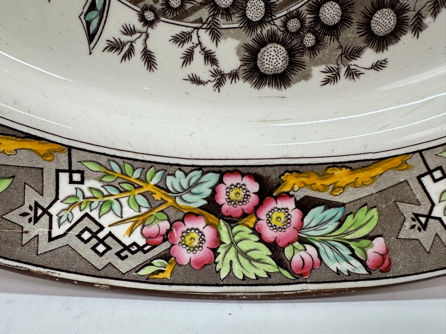 Antique Wedgwood Beatrice Brown Transferware Platter 18.5'W x 14.5'D [Photo 4]