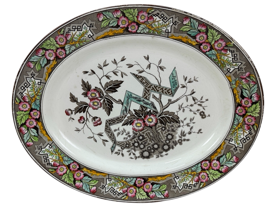 Antique Wedgwood Beatrice Brown Transferware Platter 18.5'W x 14.5'D [Photo 1]