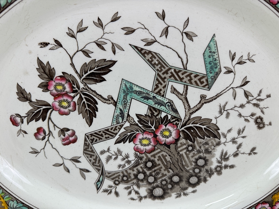 Antique Wedgwood Beatrice Brown Transferware Platter 18.5'W x 14.5'D [Photo 2]