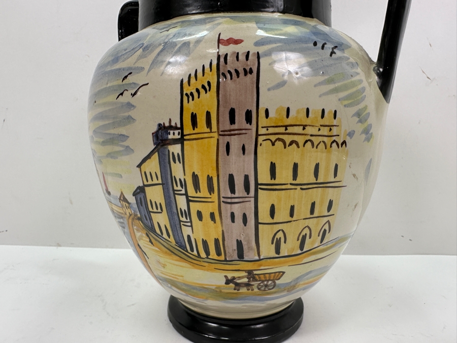 Vintage Hand Painted Italian Art Pottery Vase With Handles 8'H [Photo 3]