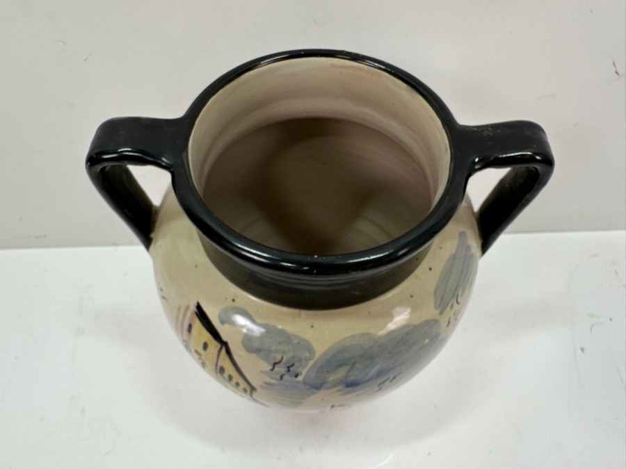 Vintage Hand Painted Italian Art Pottery Vase With Handles 8'H [Photo 6]