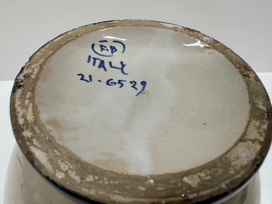 Vintage Hand Painted Italian Art Pottery Vase With Handles 8'H [Photo 7]