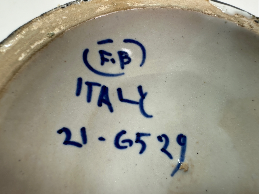 Vintage Hand Painted Italian Art Pottery Vase With Handles 8'H [Photo 8]