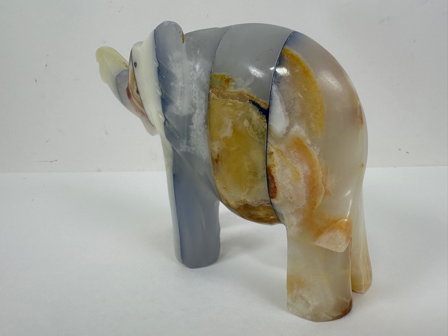 Vintage Hand Carved Natural Stone Elephant Figurine 7'W x 4.5'H [Photo 4]