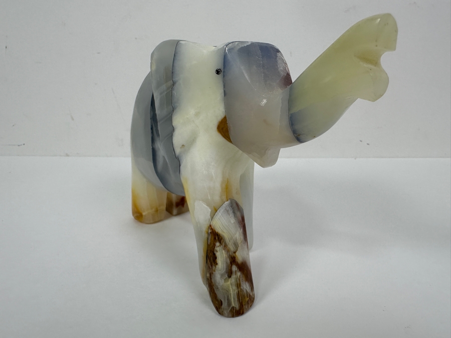 Vintage Hand Carved Natural Stone Elephant Figurine 7'W x 4.5'H [Photo 2]