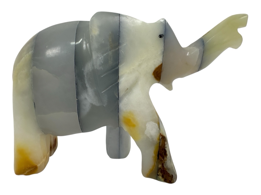 Vintage Hand Carved Natural Stone Elephant Figurine 7'W x 4.5'H [Photo 1]
