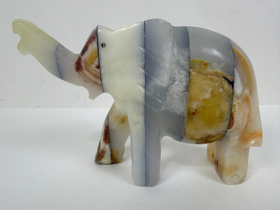 Vintage Hand Carved Natural Stone Elephant Figurine 7'W x 4.5'H [Photo 3]