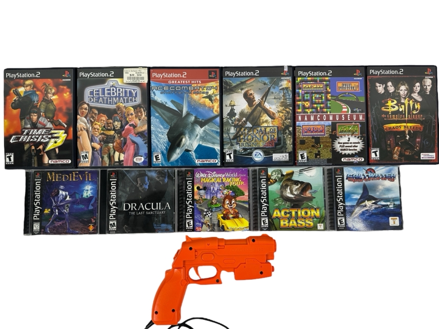 Just Added - (11) PlayStation 2 Video Games And (1) Gun Game Controller