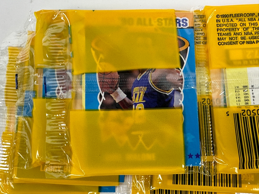Just Added - (4) Factory Sealed Vintage 1990 Fleer NBA Basketball Trading Cards [Photo 4]
