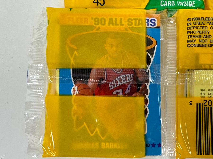 Just Added - (4) Factory Sealed Vintage 1990 Fleer NBA Basketball Trading Cards [Photo 2]