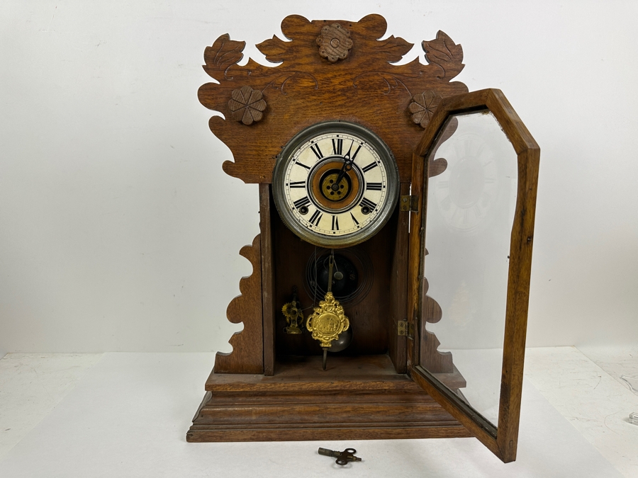 Just Added - Antique Eastlake E. Ingraham Co. Clock - Needs Servicing 15W X 5D X 21H [Photo 4]