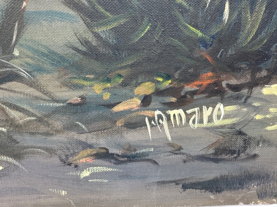 Just Added - Original Western Oil Painting On Canvas Signed I. Amaro 36 X 24 [Photo 7]