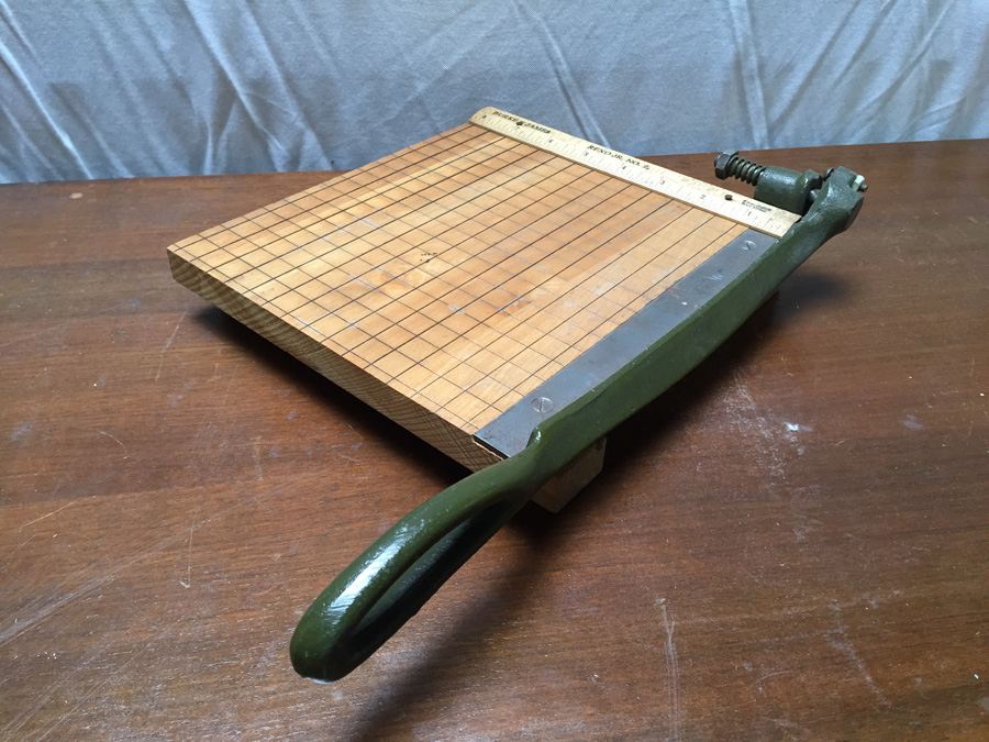 Vintage Compact Burke & James Wooden Paper Cutter Like New [Photo 1]
