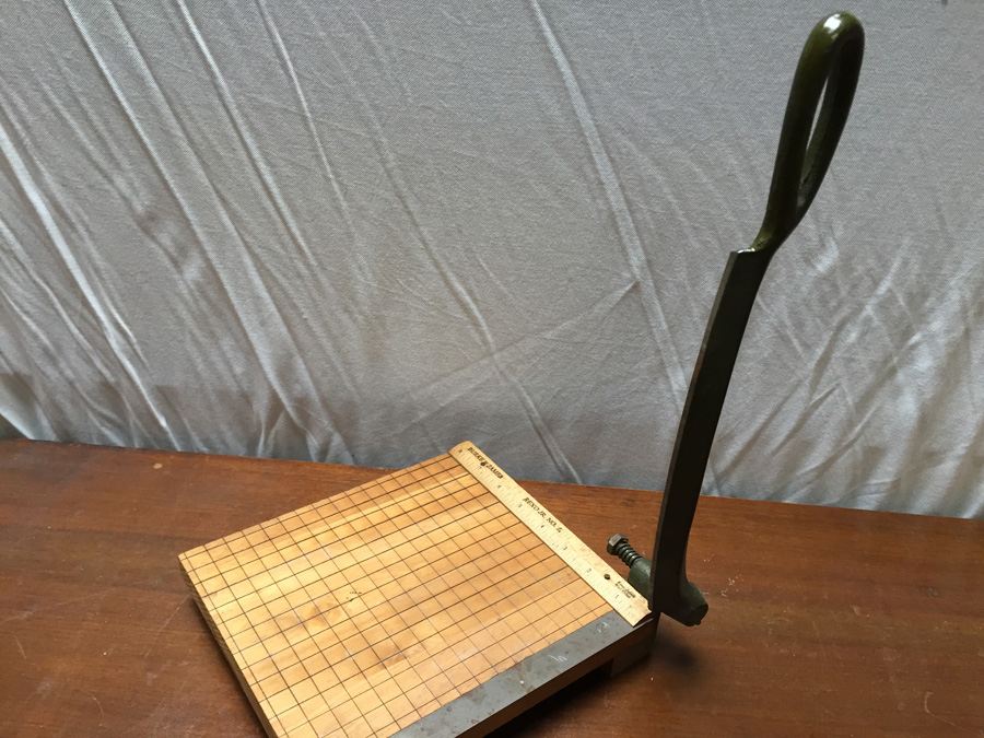 Vintage Compact Burke & James Wooden Paper Cutter Like New [Photo 5]