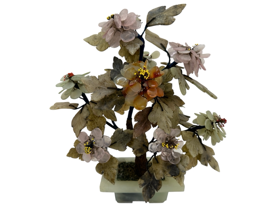 Just Added - Vintage Jade Stone Carved Bonsai Tree 11W X 12H