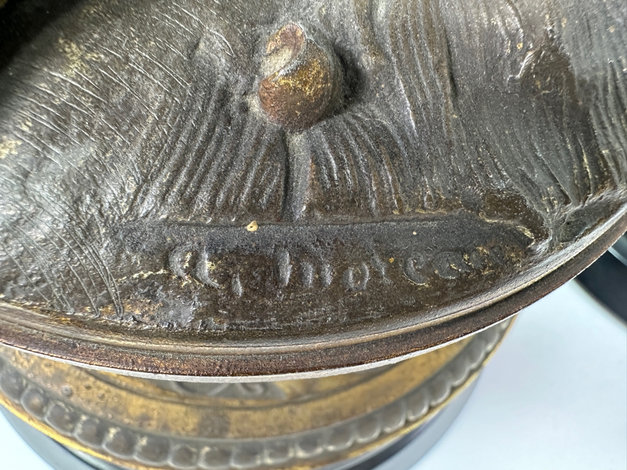 Pair Of Auguste Moreau (1834-1917, French) Bronze Sculptures Of Boy Playing The Violing & Girl Singing On Wooden Bases Both Sculptures Signed A. Moreau 27.5'H [Photo 14]