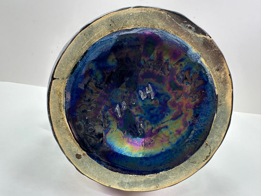 Clément Massier Art Nouveau Pottery Vase with Iridescent Apple Design 14'H x 8'W  [Photo 11]