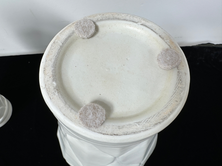 Just Added - Pair Of Frontgate White Ceramic Decorative Vases Jars With Lids 20'H [Photo 4]