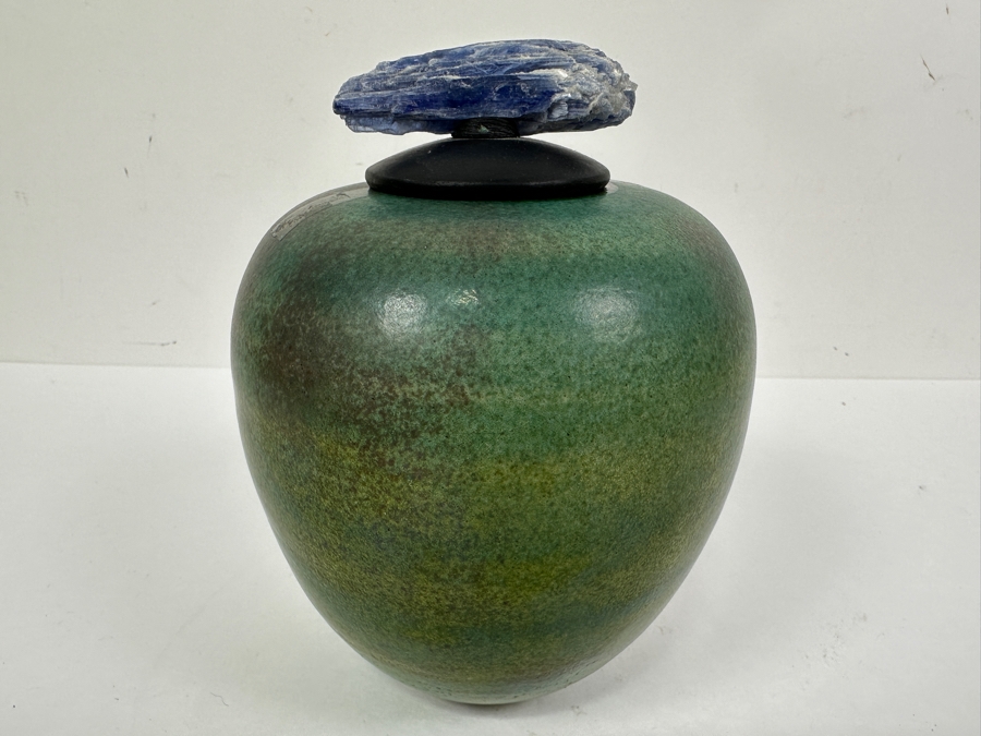 Just Added - Signed Jeremy Diller Raku Jar 6.5'H [Photo 2]