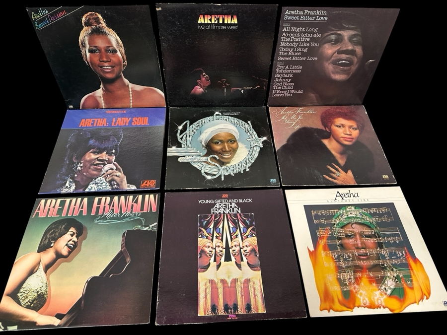 Just Added - Lot of (9) Aretha Franklin Vinyl Record Albums