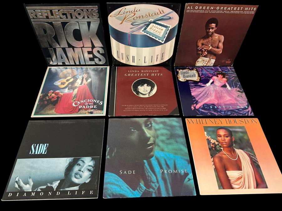 Just Added - Lot of (9) Linda Ronstadt, Al Green, Rick James and Whitney Houston Vinyl Record Albums