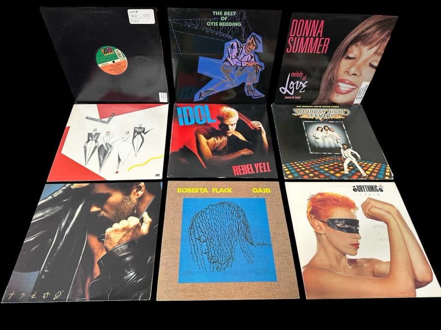 Just Added - Lot of (9) Billy Idol, Eurythmics, Donna Summer, Saturday Night Fever, Otis Redding and George Michael Vinyl Record Albums