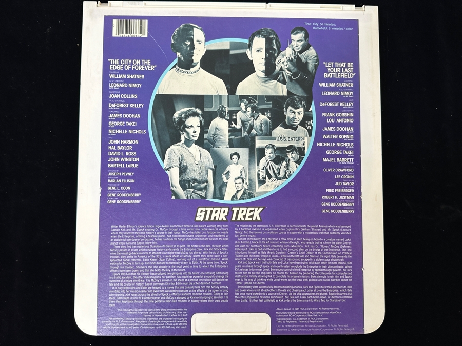Just Added - RCA SelectaVision VideoDisc STAR TREK 'The City On The Edge Of Forever' & 'Let That Be Your Last Battlefield' From The Classic TV Series Capacitance Electronic Disc (CED) [Photo 3]