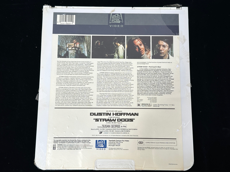 Just Added - RCA SelectaVision VideoDisc Factory Sealed Straw Dogs Movie With Dustin Hoffman Capacitance Electronic Disc (CED) [Photo 3]