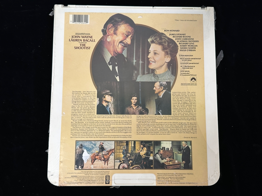 Just Added - RCA SelectaVision VideoDisc Factory Sealed John Wayne In The Shootist Movie Capacitance Electronic Disc (CED) [Photo 3]