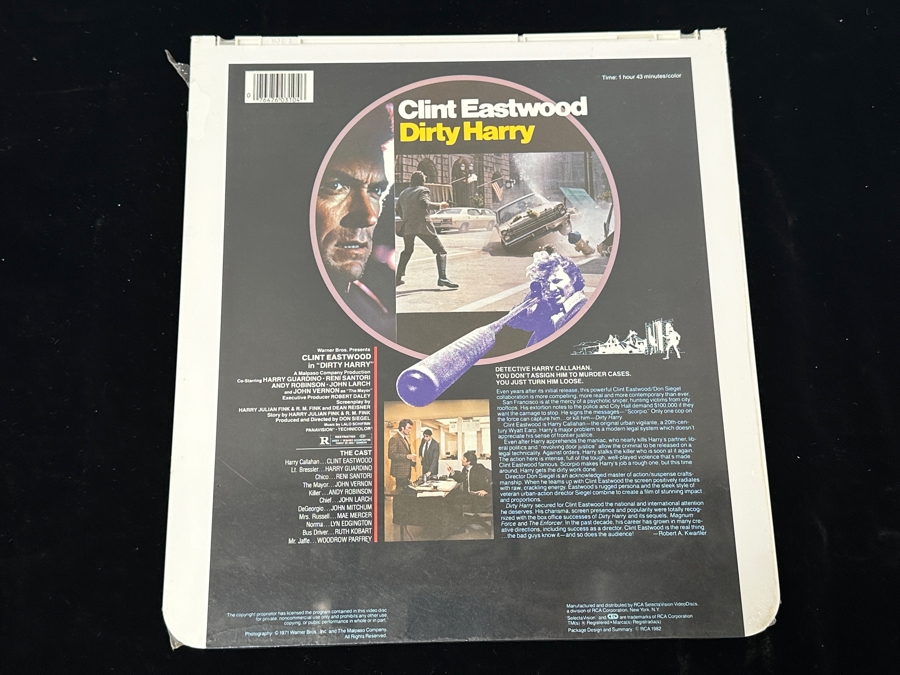 Just Added - RCA SelectaVision VideoDisc Factory Sealed Clint Eastwood In Dirty Harry Movie Capacitance Electronic Disc (CED) [Photo 3]