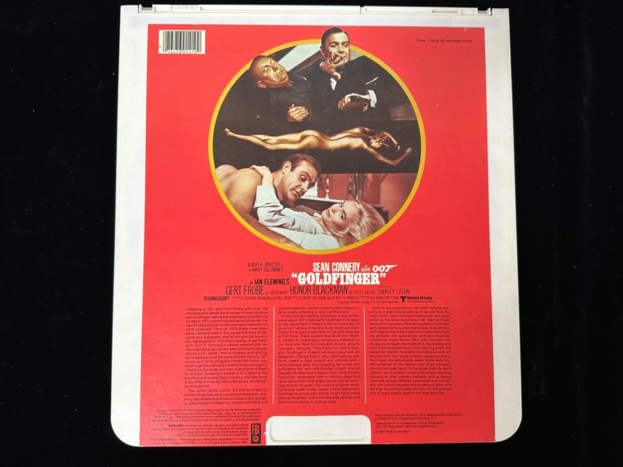 Just Added - RCA SelectaVision VideoDisc Sean Connery As Agent 007 In Ian Fleming's Goldfinger Movie Capacitance Electronic Disc (CED) [Photo 3]