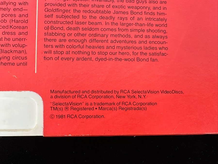 Just Added - RCA SelectaVision VideoDisc Sean Connery As Agent 007 In Ian Fleming's Goldfinger Movie Capacitance Electronic Disc (CED) [Photo 5]