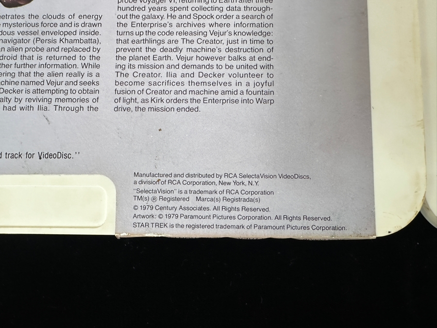 Just Added - RCA SelectaVision VideoDisc STAR TREK The Motion Picture Movie 2 Discs Capacitance Electronic Disc (CED) [Photo 8]