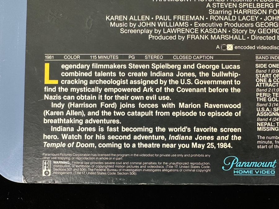 Just Added - RCA SelectaVision VideoDisc Raiders Of The Lost Ark Movie Capacitance Electronic Disc (CED) [Photo 9]