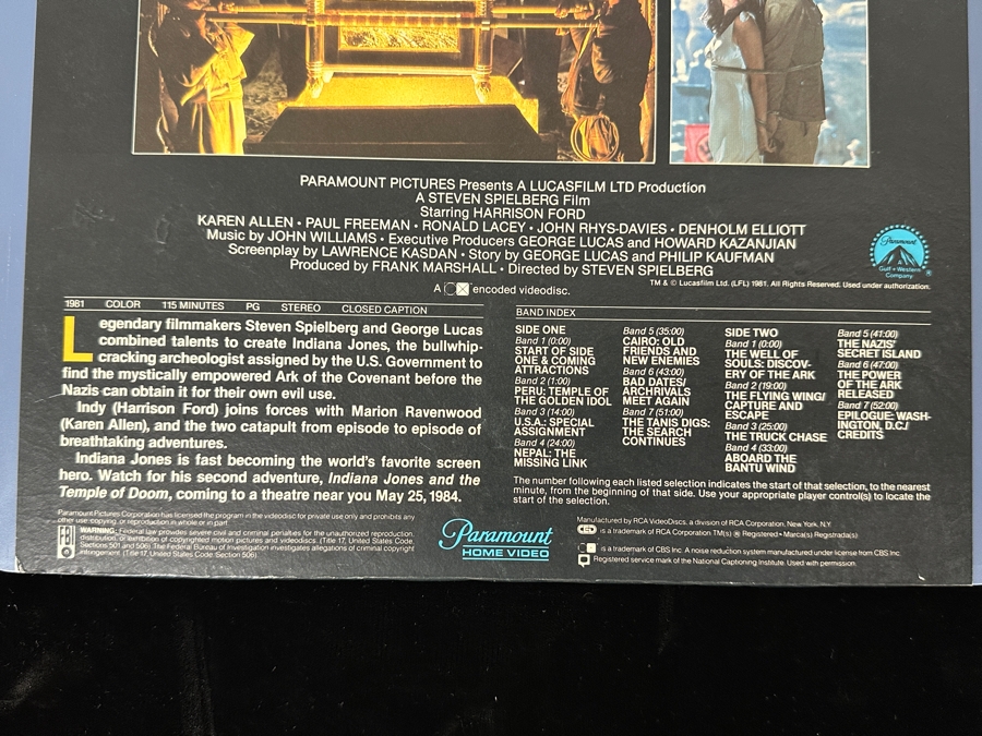Just Added - RCA SelectaVision VideoDisc Raiders Of The Lost Ark Movie Capacitance Electronic Disc (CED) [Photo 8]