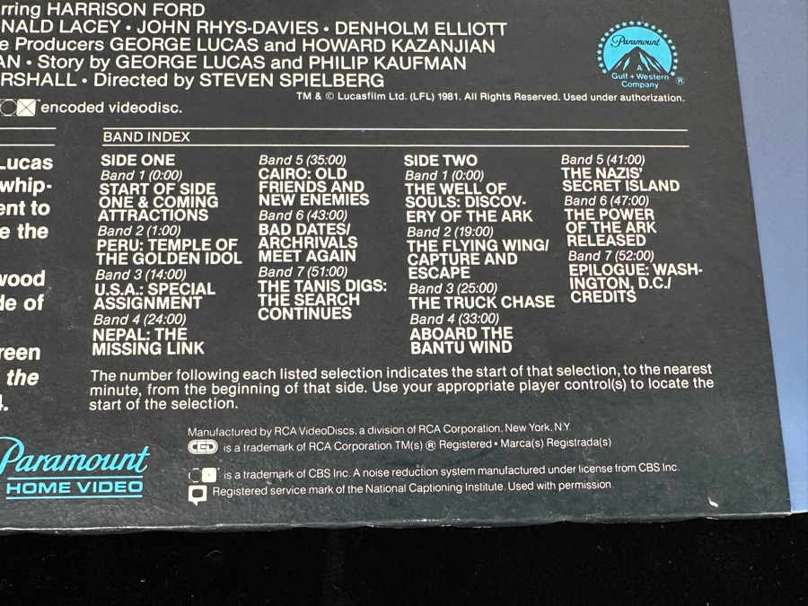Just Added - RCA SelectaVision VideoDisc Raiders Of The Lost Ark Movie Capacitance Electronic Disc (CED) [Photo 10]