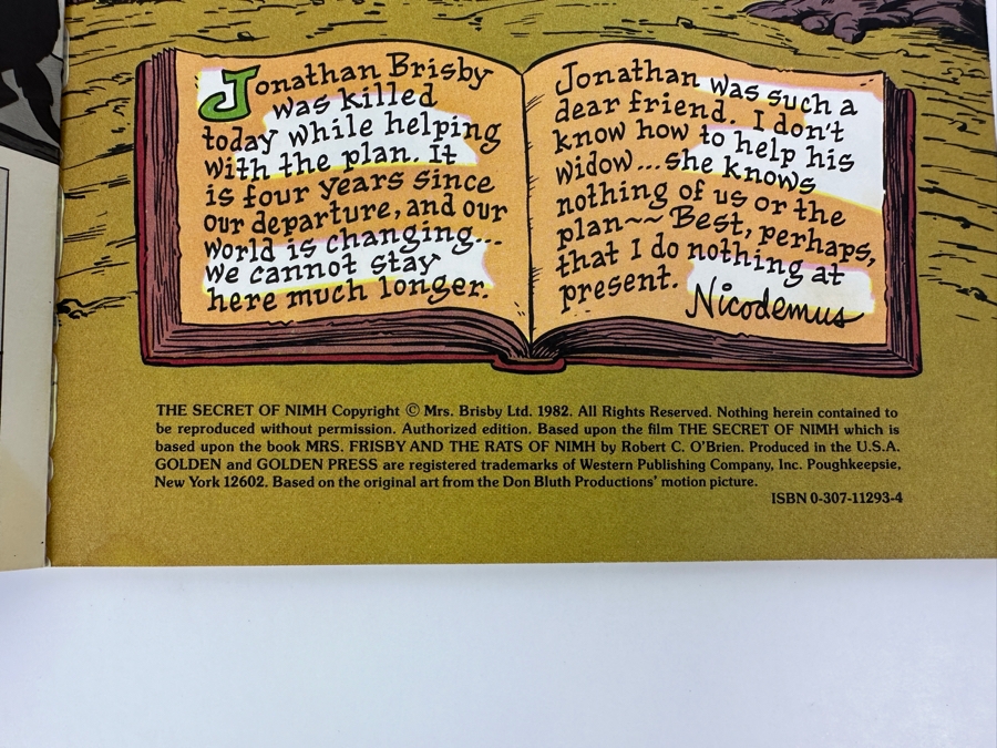 Vintage 1982 The Secret Of Nimh Color Picture Story Book Golden [Photo 5]