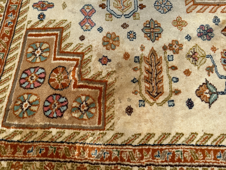 Hand Knotted Wool Persian Area Rug (See Photos For Areas Of Staining) 111' X 149' [Photo 5]