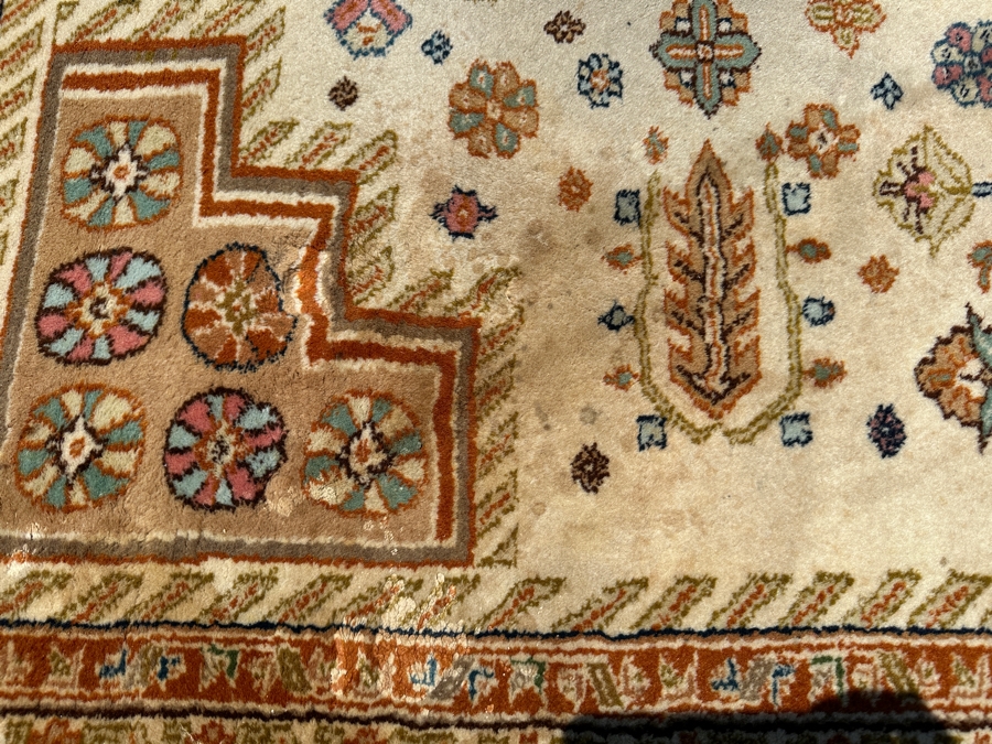 Hand Knotted Wool Persian Area Rug (See Photos For Areas Of Staining) 111' X 149' [Photo 4]
