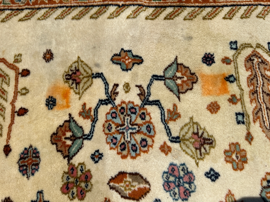 Hand Knotted Wool Persian Area Rug (See Photos For Areas Of Staining) 111' X 149' [Photo 6]