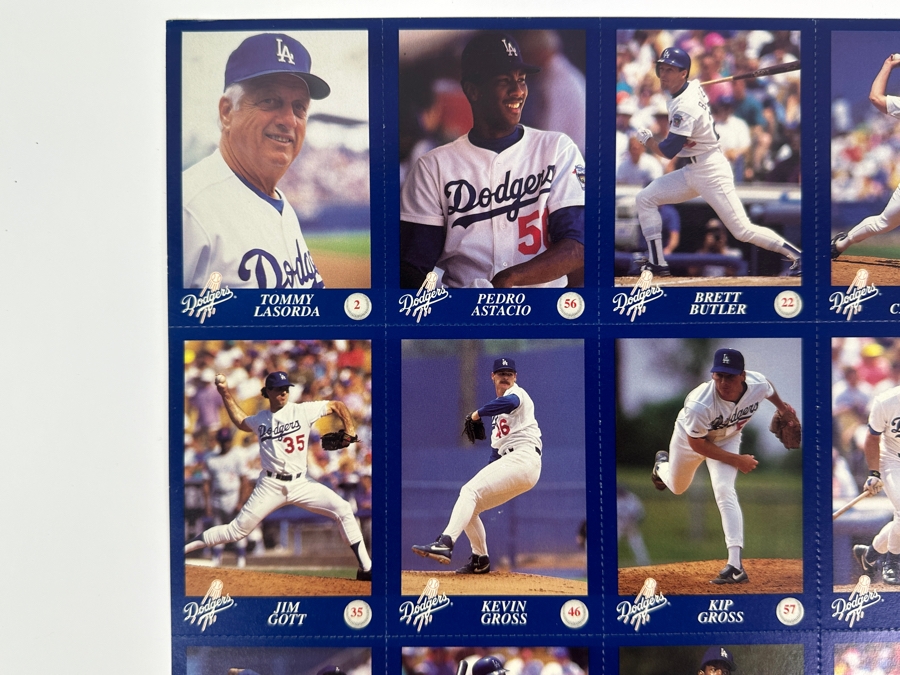 Los Angeles Dodgers L.A.P.D. D.A.R.E Baseball Cards Sheet - Damage To Bottom Right Card 17.5 X 15 [Photo 2]