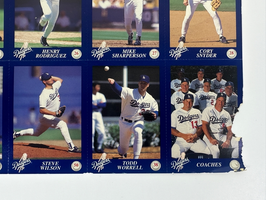 Los Angeles Dodgers L.A.P.D. D.A.R.E Baseball Cards Sheet - Damage To Bottom Right Card 17.5 X 15 [Photo 7]