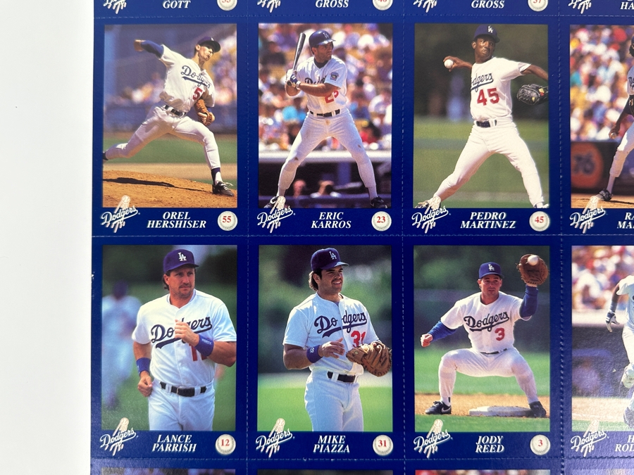 Los Angeles Dodgers L.A.P.D. D.A.R.E Baseball Cards Sheet - Damage To Bottom Right Card 17.5 X 15 [Photo 4]