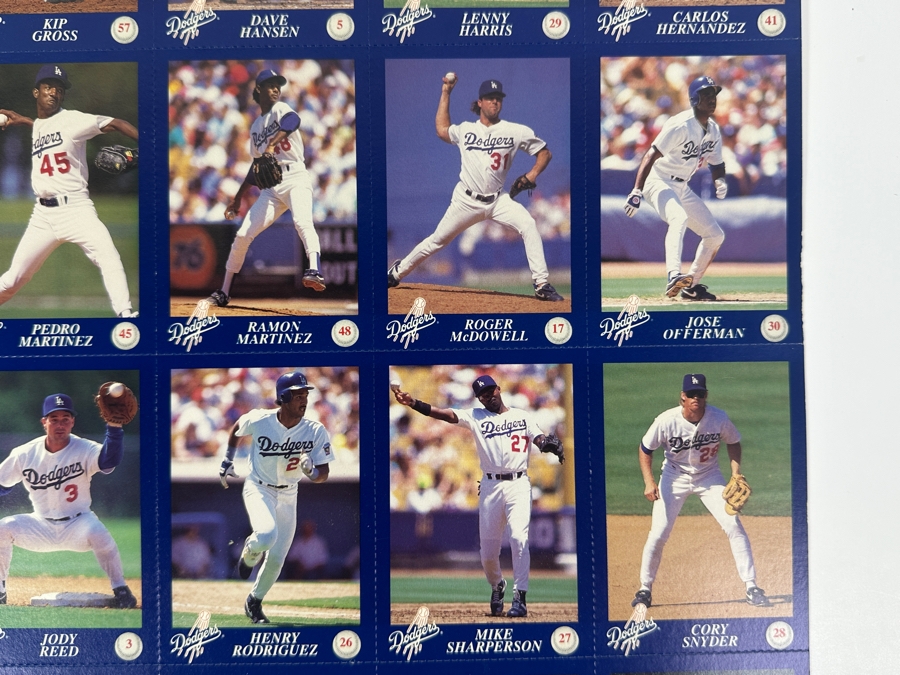 Los Angeles Dodgers L.A.P.D. D.A.R.E Baseball Cards Sheet - Damage To Bottom Right Card 17.5 X 15 [Photo 5]